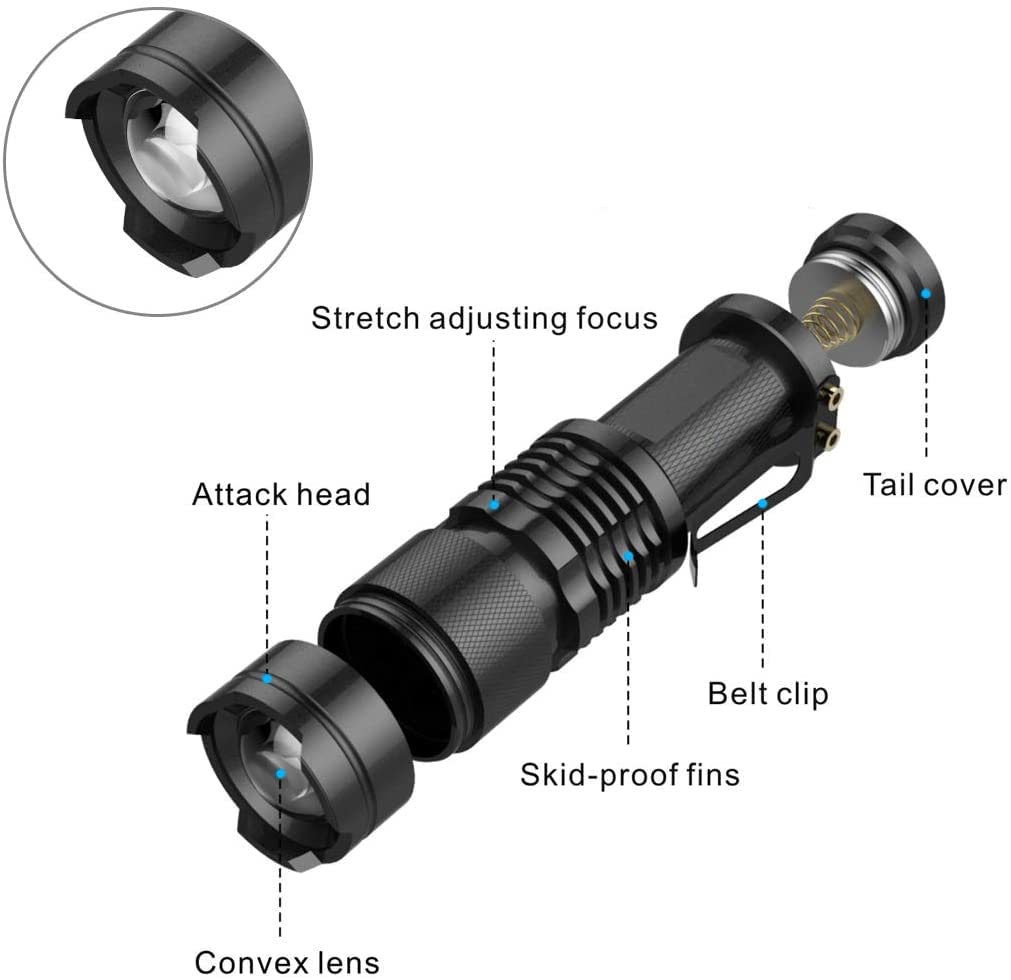 Kootek Mini Led Flashlights Pocket Pen Flashlight 5 Pack Ultra Bright 300 Lumens Handheld Flashlights Adjustable Focus Small For Kids Child Camping Cycling Hiking Emergency Torch Light