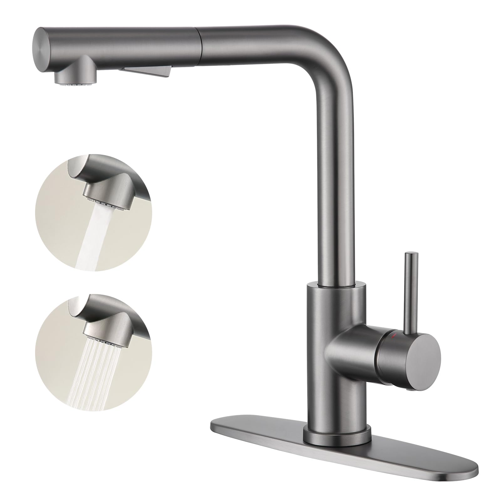 Crea Kitchen Faucets, Grey Kitchen Faucet With Pull Down Sprayer,Stainless Steel Kitchen Faucet 3 Hole,Single Handle Bar Sink Faucet 1 Hole,Rv Kitchen Sink Faucet For Campers,Bar Faucet