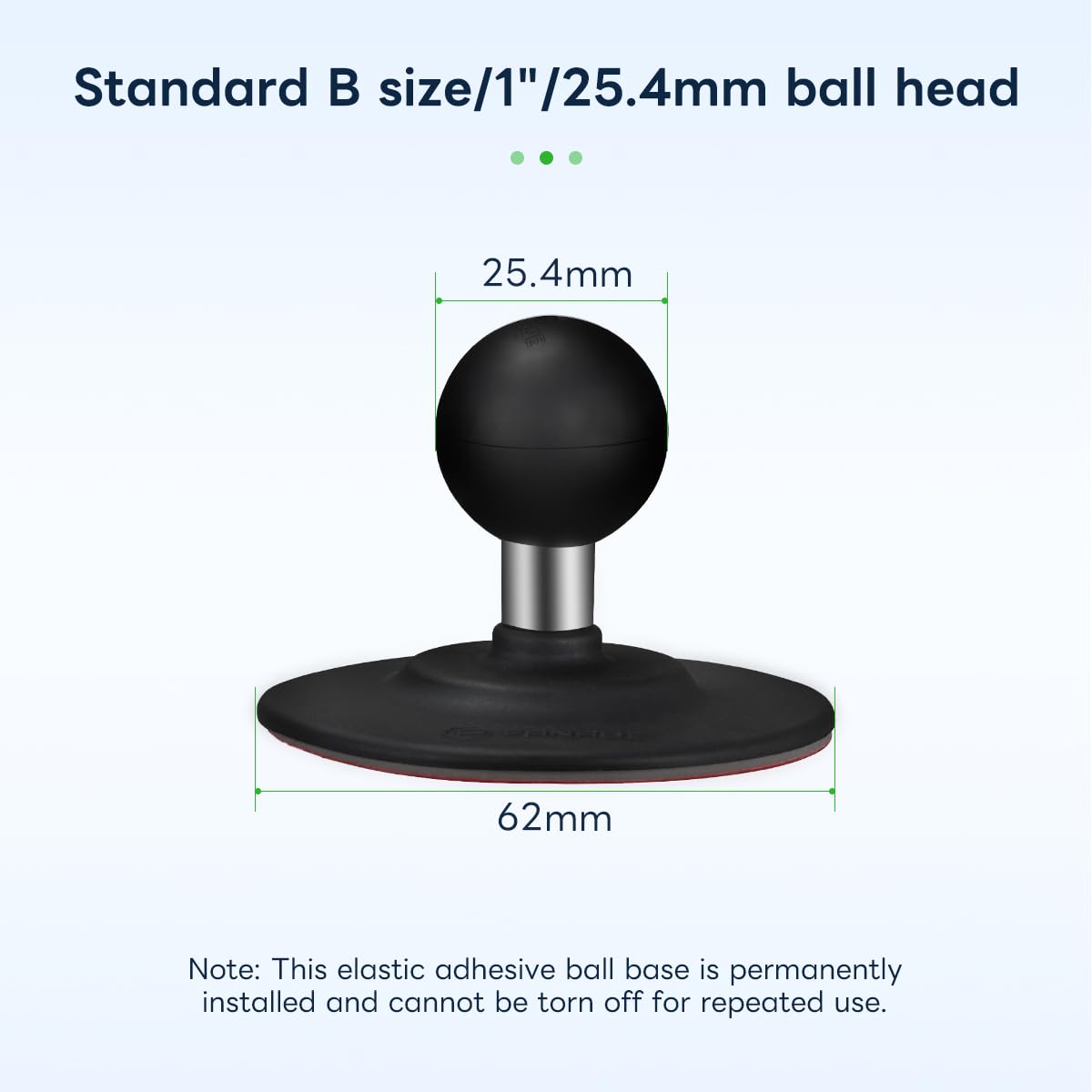 Fanaue Flex Adhesive Ball Base Compatible With Ram Mounts B Size Double Socket Arm, 1" Ball Head Adapter For Motorcycle Phone Mount Bike Phone Holder, Suction Cup Base For Mounting On Car Dashboards.
