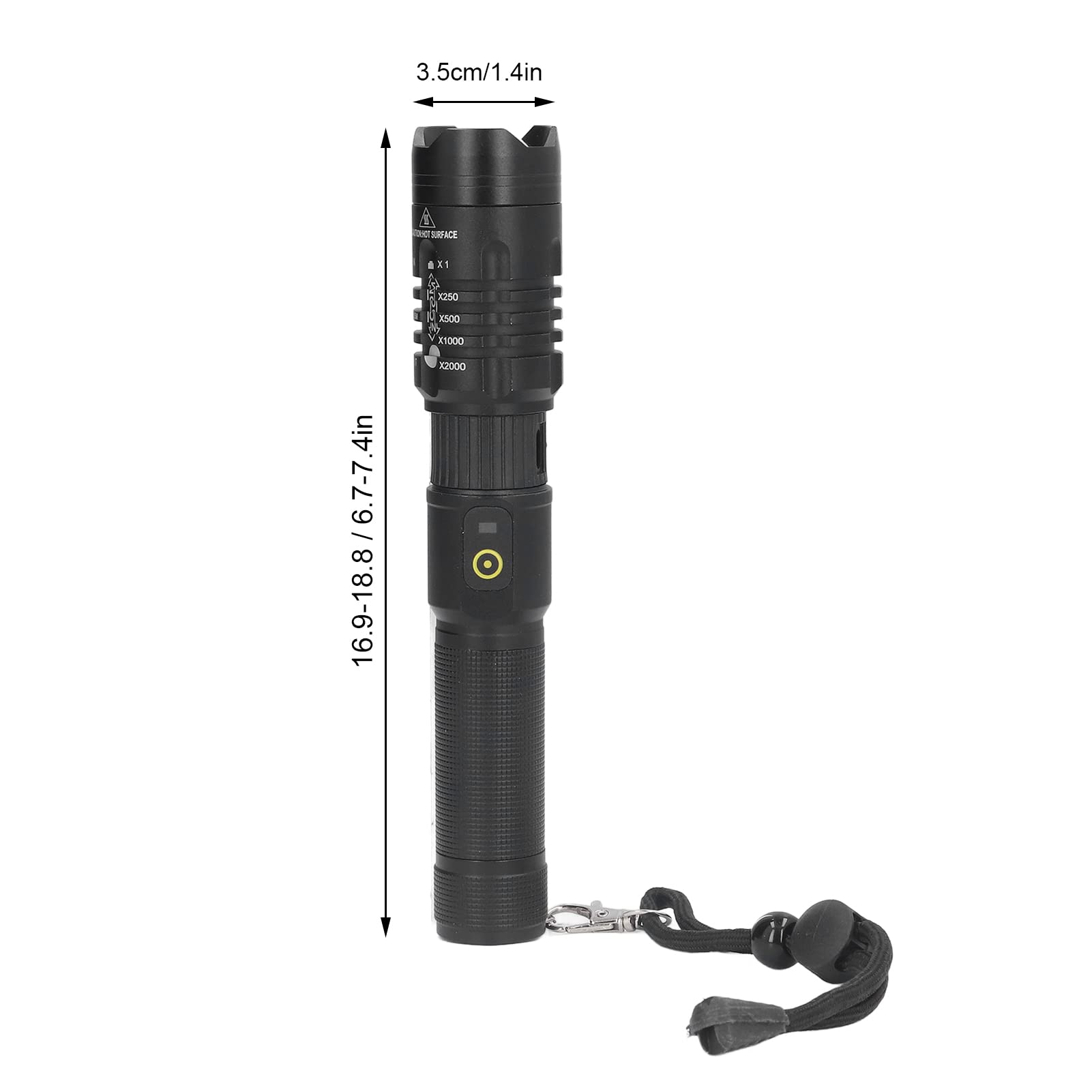 Etaingyeun Bright Rechargeable Flashlight High Power Long Life Telescopic Zoom For Outdoor Emergency Black