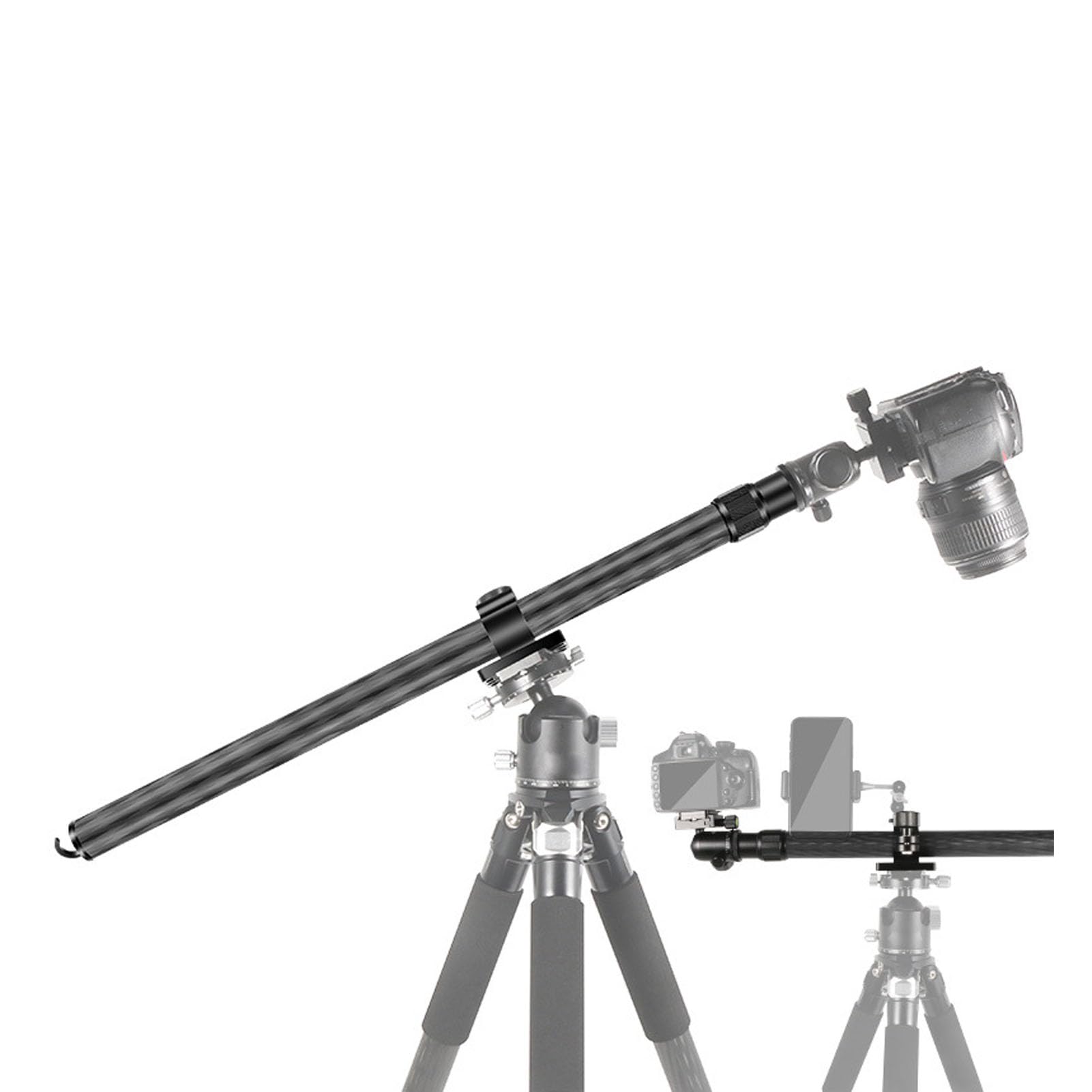 Dilwe Tripod Extension Arm, Horizontal Centre Column Boom 44.5In Extender, 360° Rotatable Aluminum Alloy Swivel Lock, Tripod Boom Arm For Overhead Photography
