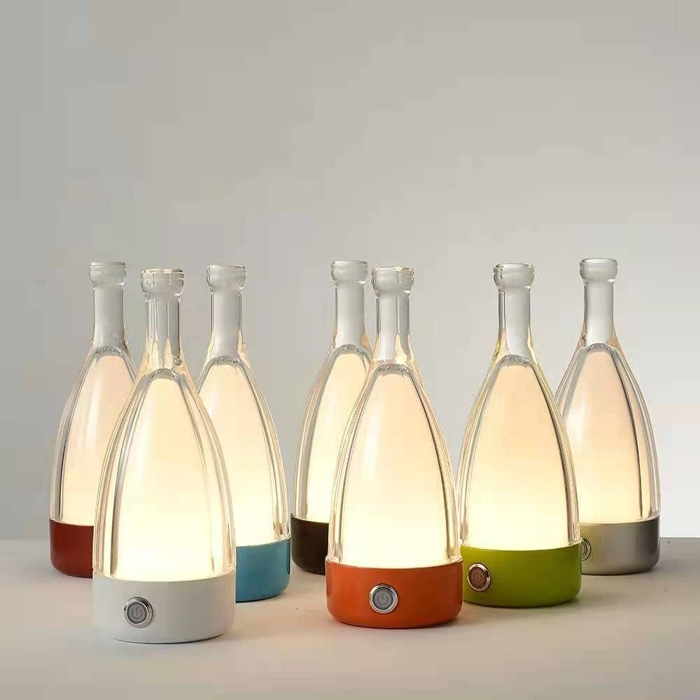 Modirnation 'Anna' Modern Table Lamp, Portable Wireless Bottle Led Light, Dimming Touch Control Switch, Usb Rechargeable, Stylish Light For Home, Office, Hotel And Restaurant (Red)