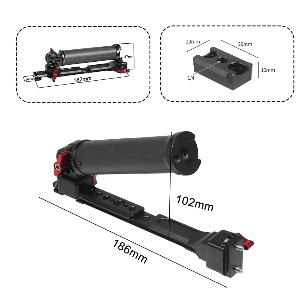 Novelgoal Stabilizer Carrying Pot With Multi-Function Expansion Slider Carbon Fiber Adjustable Angle Folding Single Handheld Slot Grip Compatible With Dji Photography Accessories (Handle With Slider)