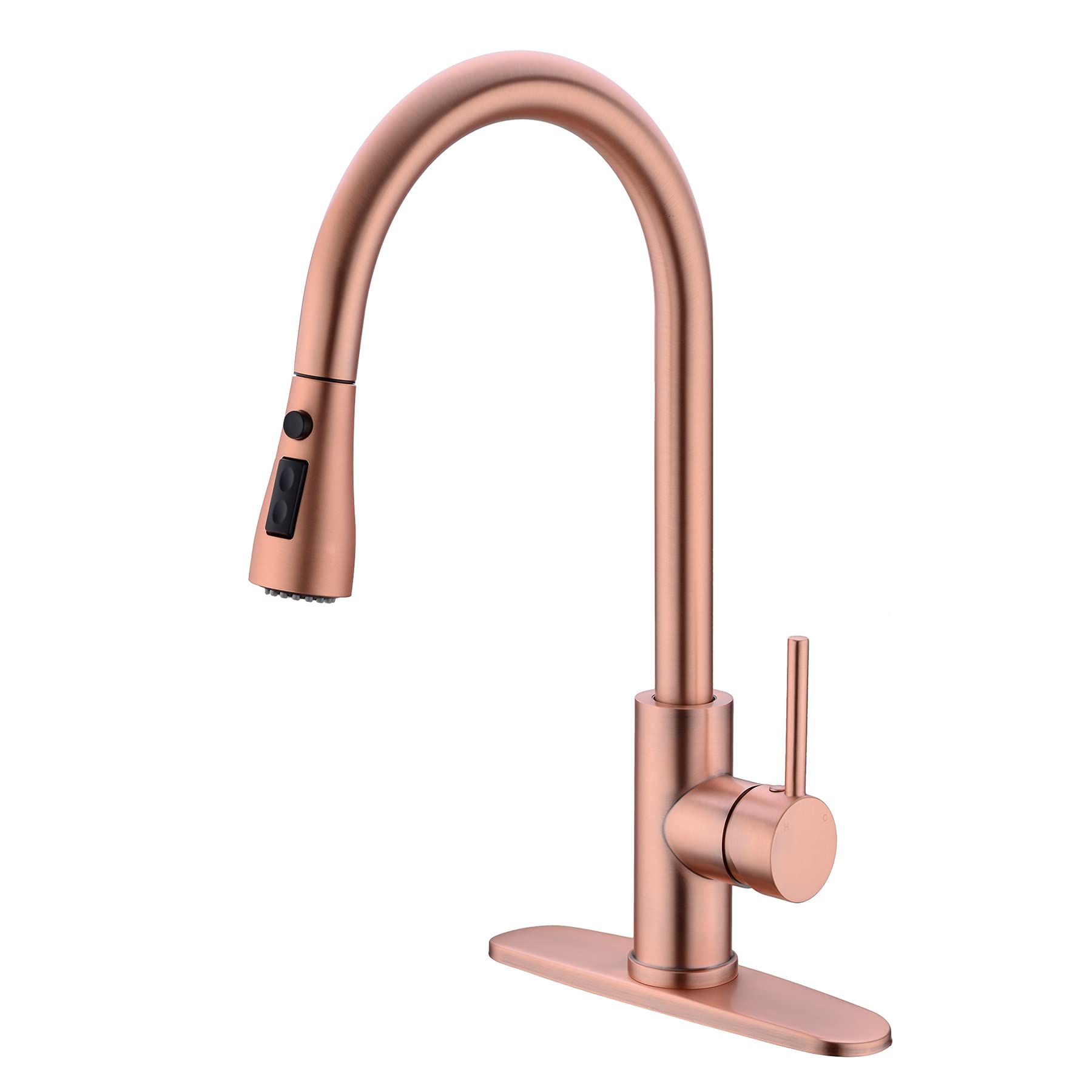 Delle Rosa Copper Rose Gold Kitchen Faucet, Deck Mount, 304 Stainless Steel, Single Handle, 3-Way Spray Setting, Easy Installation