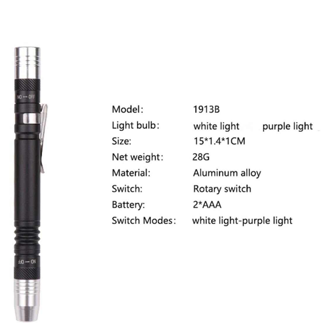 Pocketman Pen Light Detector Torch Ultra Violet Torch White Purple For Test Mini Pen Uv Flashlight 395Nm 2 In 1 Uv Flashlight Led Penlight Blacklight 2 Light Source