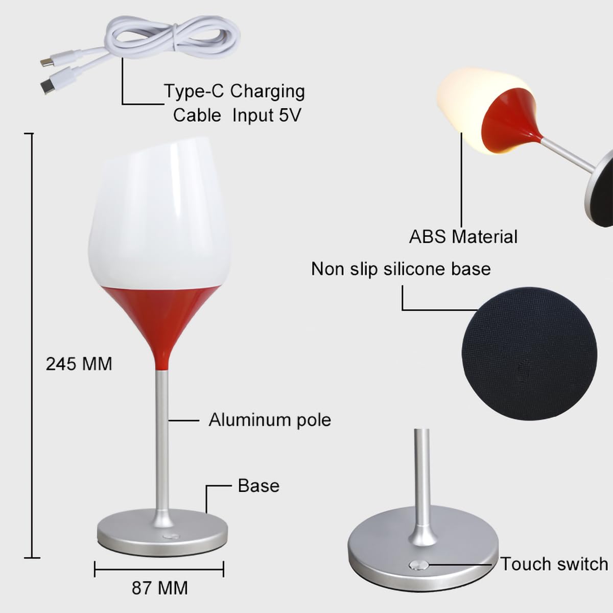 Aokzxc Cordless Lamp For Bedroom, Battery Powered Bedside Lamps, 3 Light Modes Touch Lamp For Nightstand, Rechargeable Table Lamp, Small Table Lamp For Restaurant/Bars/Home Patio