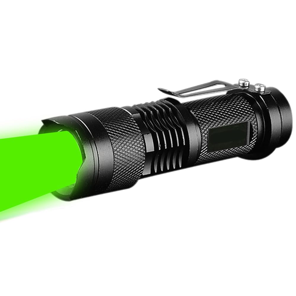 Mviocs High Power Green Led Flashlight, 3 Modes Green Flashlight, Green Light Flashlight Green Light Torch For Night Vision, Night Observation And Outdoor Activities