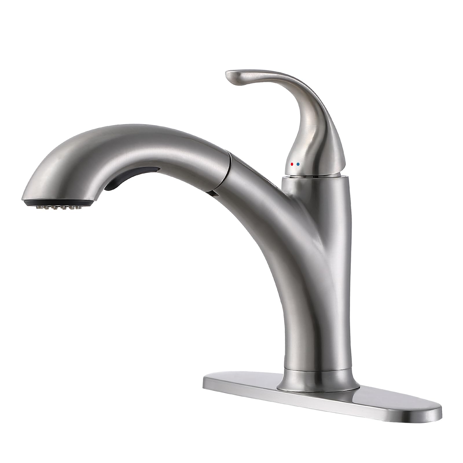 Ikebana Kitchen Faucet With Sprayer Brushed Nickel, Rv Kitchen Sink Faucet, Stainless Steel Pull Out Faucet For Kitchen Sink,1 Or 3 Hole Small Kitchen Faucets With Deck Plate And Supply Hoses