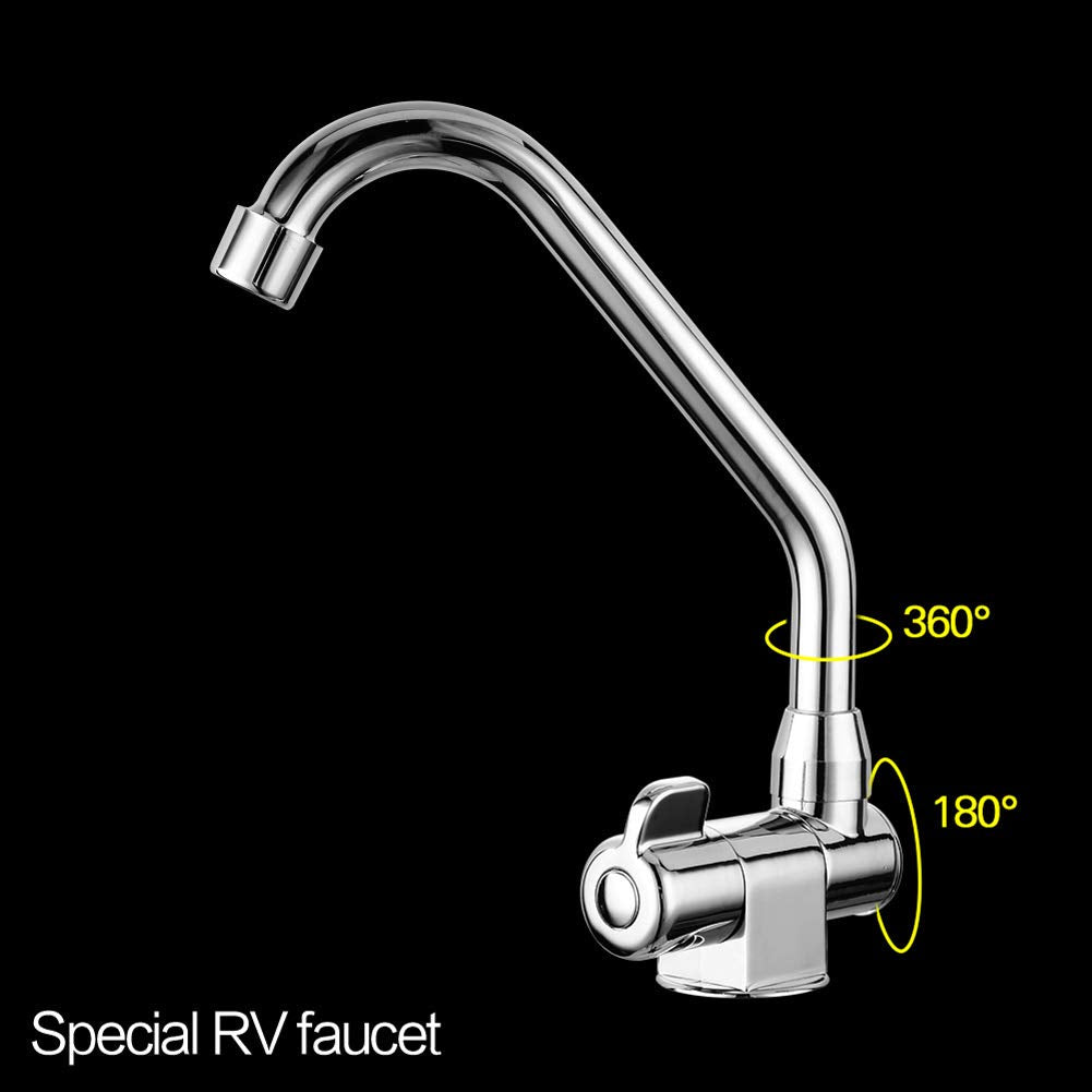 Tookie Caravan Boat Folding Faucet, 360 Degree Rotation Single Handle Folding Faucet, Camping Cold Water Stainless Steel Kitchen Basin Faucets, For Home Boat Yacht Camping Rv Caravan