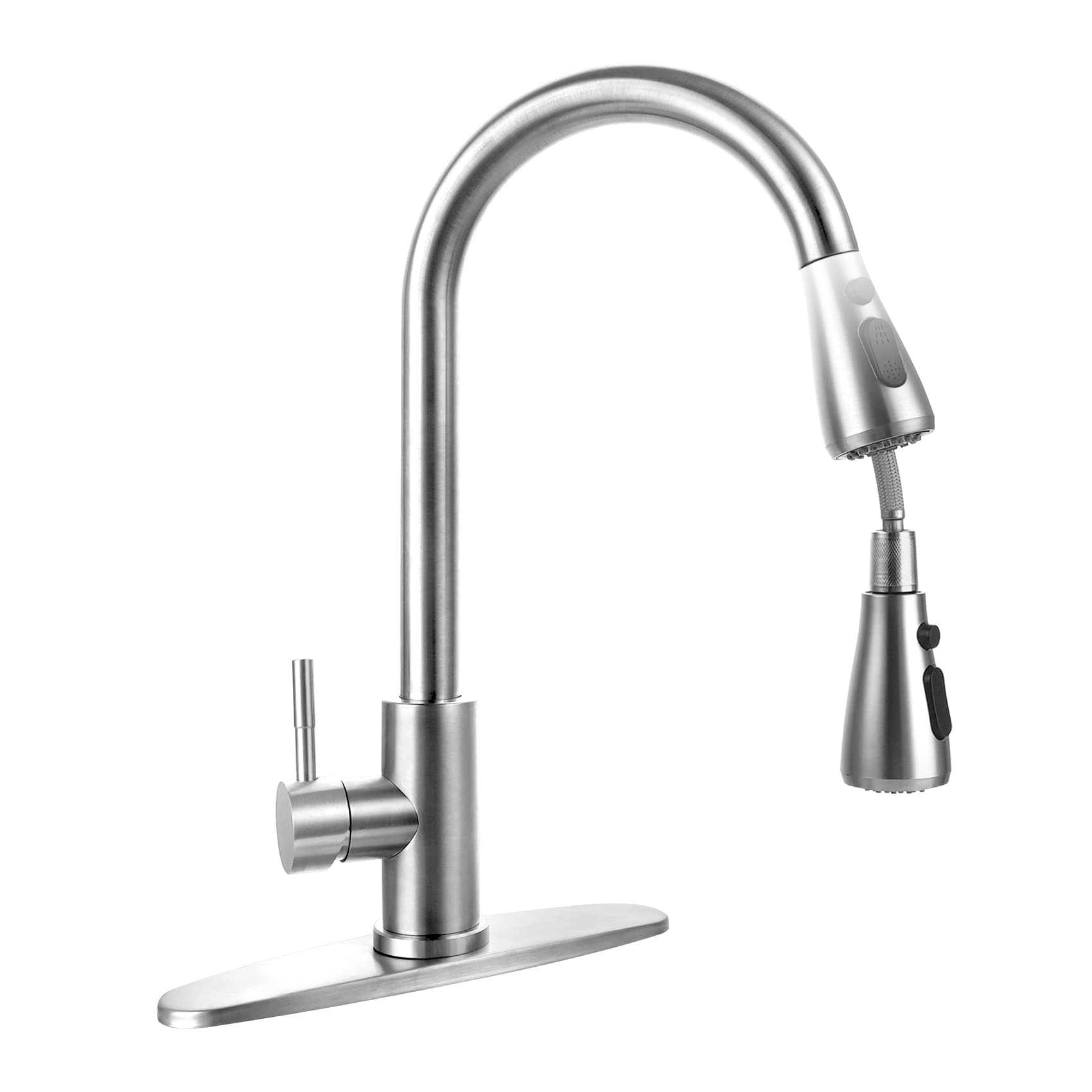 Hiokay Stainless Steel 304 Kitchen Sink Faucet With Pull Down Spray Outdoor Kitchens Faucets Out Extension Utility Farmhouse For Sinks 1 Hole,Single Handle Rent Apartment Dorm