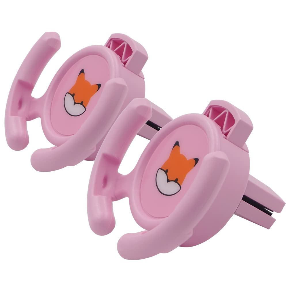 Homefox Car Vent Mount Holder 2 Pack - Compatible With Popsocket - Car Mount Made For Pop Socket Grips Collapsible Phone Holder For Pop Mount With Secure Ac Vent Clip, Horizontal Air Vent Only (Pink)