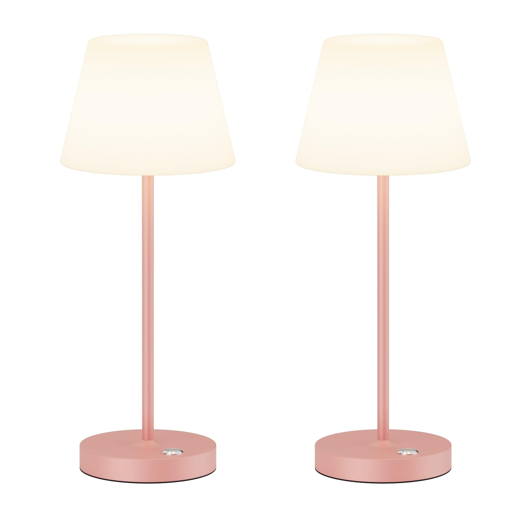 Coinmit 2 Pack Battery Operated Table Lamps, 6000Mah Cordless Battery Powered Desk Lamp, Modern Led Outdoor Waterproof Acrylic Table Lamps (Pink)