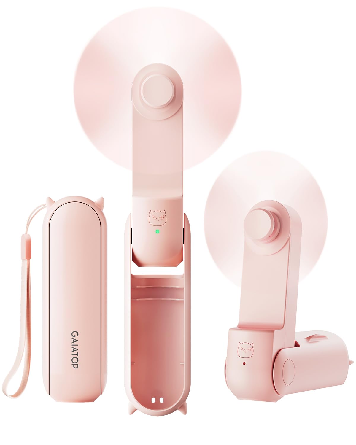 Gaiatop Portable Handheld Fan, Mini Rechargeable Folding Fans With Power Bank Usb Battery Operated