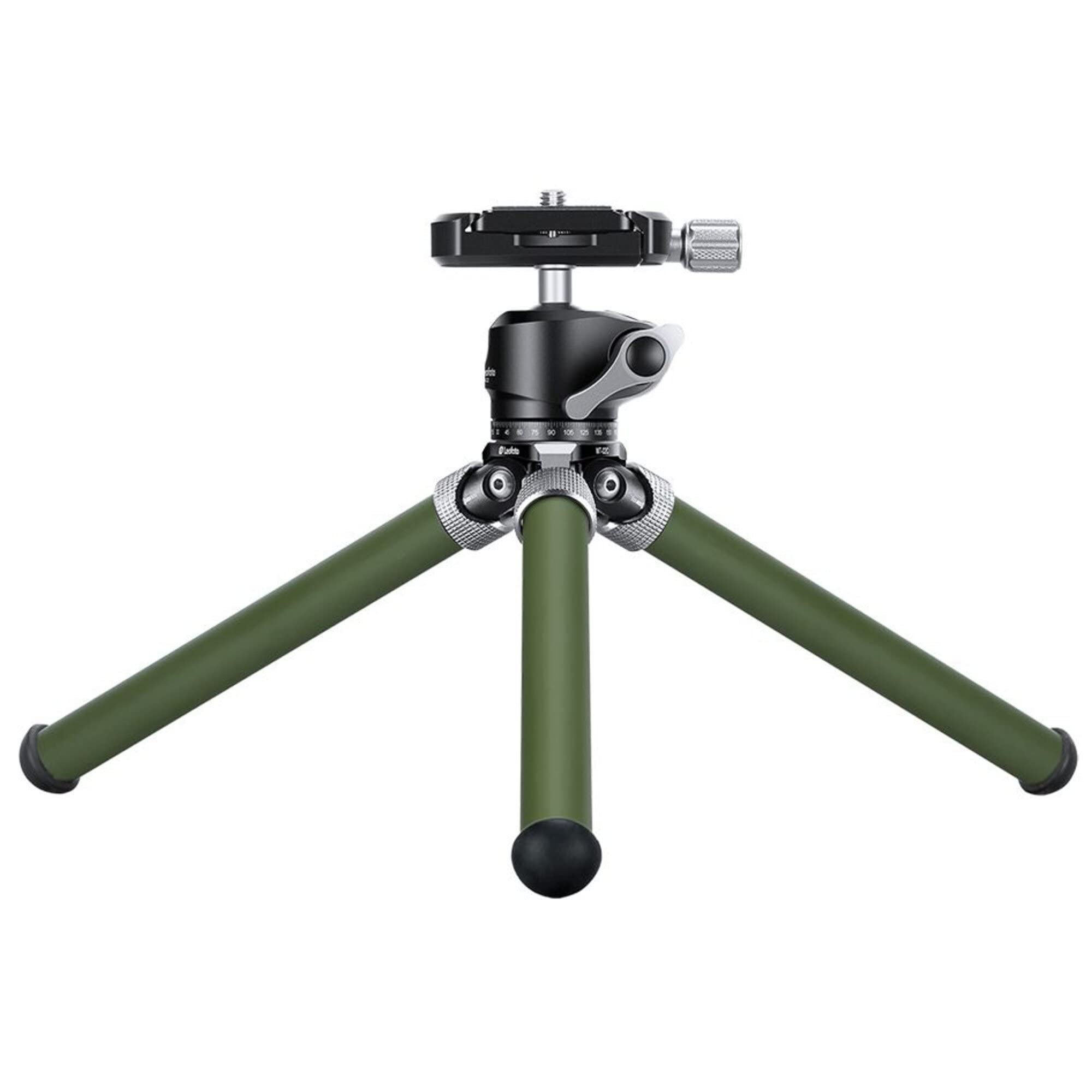 Leofoto Mt-02C+Lh-22 Carbon Fiber Mini Travel Tabletop Tripod, 2 Leg Section, 1/4" Tripod Mounting Stud Ball Head Kit (Olive)
