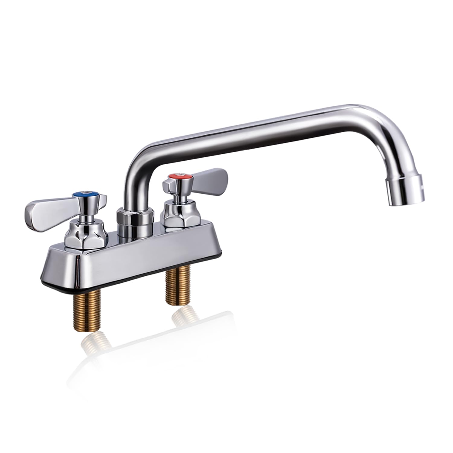Sepaitek Leak- Commercial Kitchen Sink Faucet 4 Inch Center 2 Hole, Commercial Hand Wash Sink Faucet 10" Spread Spout Deck Mount, Laundry Tub Utility Sink Bar, Brass