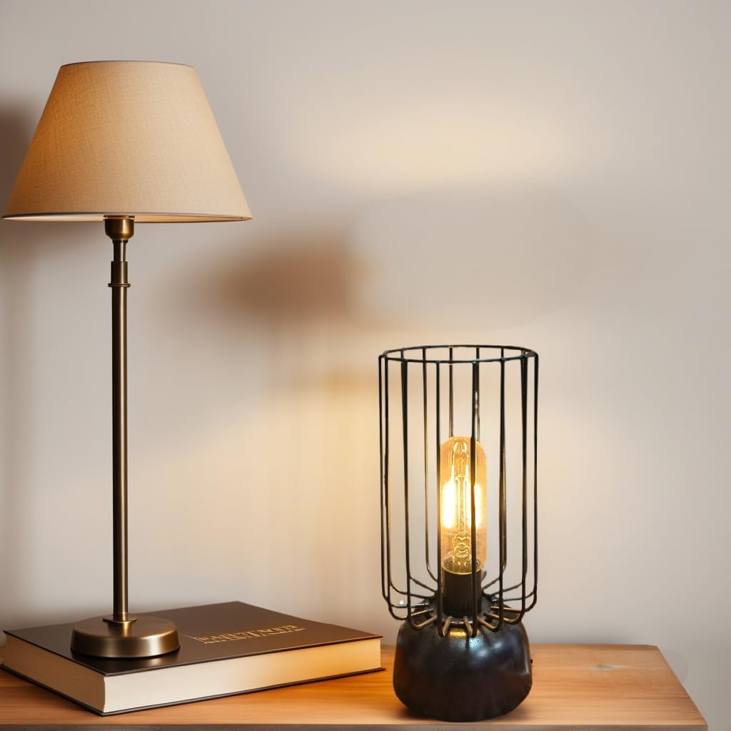 Auron Battery Powered Table Lamp Cordless Night Light Vintage Bedside Lamp Decorative Lantern For Bedroom Living Room Garden Party Office Indoor Outdoor