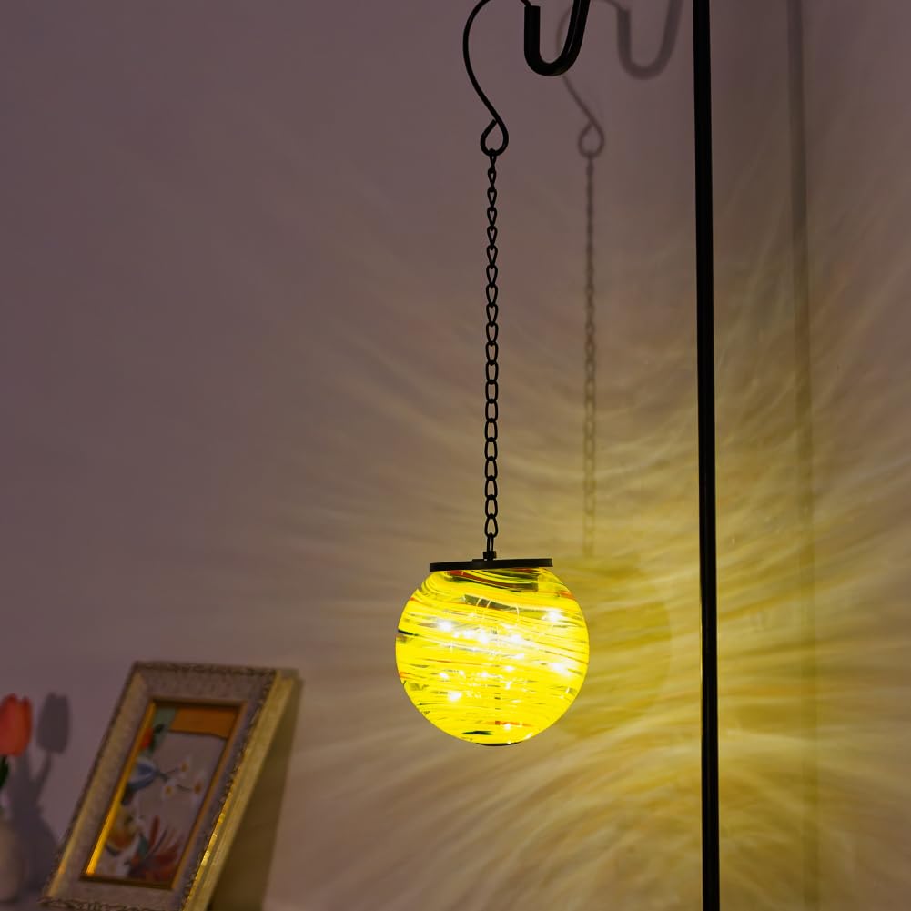 Stankgarden Solar Lanterns Outdoor Waterproof,19.7”H Hanging Solar Lantern With String Light,Glass Led Lanterns Lamp,Solar Hanging Lanterns Outdoor Decor For Garden Yard