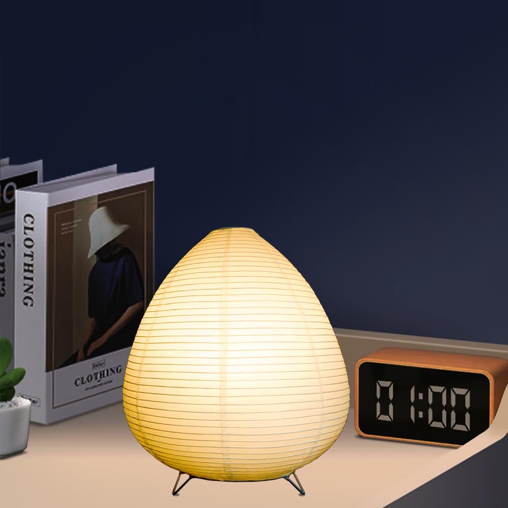 Fosinz Bedside Table Lamp Paper And Chrome Standing Lamp Room Decoration Festival Lantern Light Nightstand Desk Lamp Bedroom Dresser Living Kids Room College Dorm Coffee (White, 12.6"X11.02"X11.02")