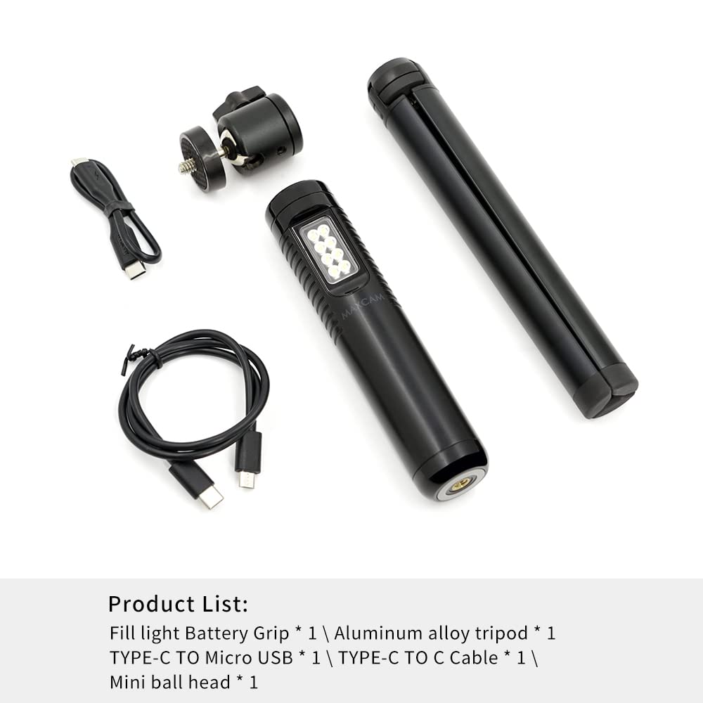 Maxcam Light Battery Power Tripod Accessories Kit For Sony Camera, Bundle Includes Battery Power Grip + Led Fill Light + Aluminum Alloy Tripod + Mini Ball Head