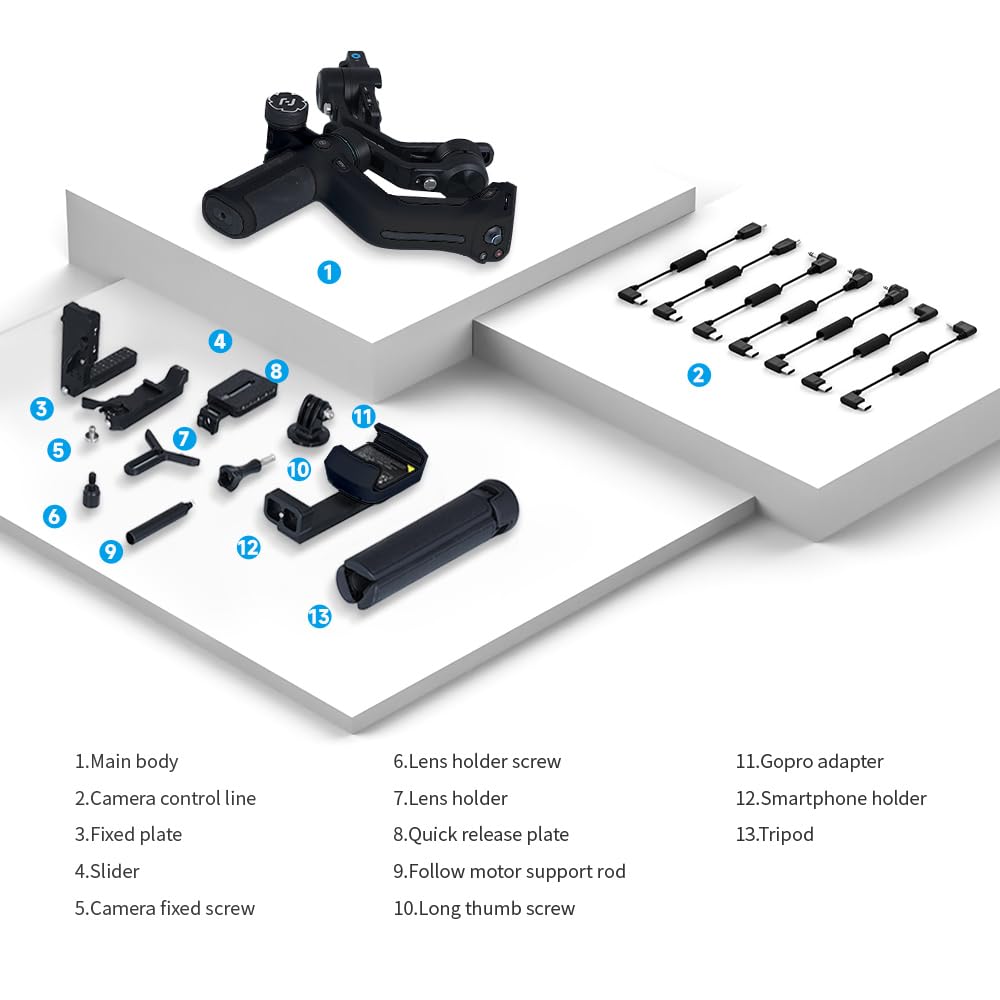 Feiyutech Feiyu Scorp-Mini-2 Handheld Gimbal 3-Axis Stabilizer W/Ai Tracking For Mirrorless And Pocket Camera Like Sony, Canon, Nikon, Panasonic, For Action Camera Like Gopro And Smartphone,1.2Kg Payload