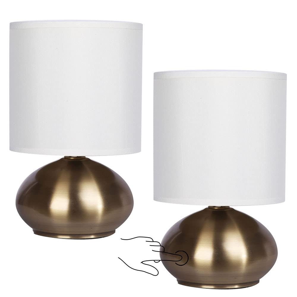 Catalina Lighting 18581-001 Transitional Matching Small Touch Lamp Set, Led Bulb Not Included, 9.25" Antique Brass, Set Of 2