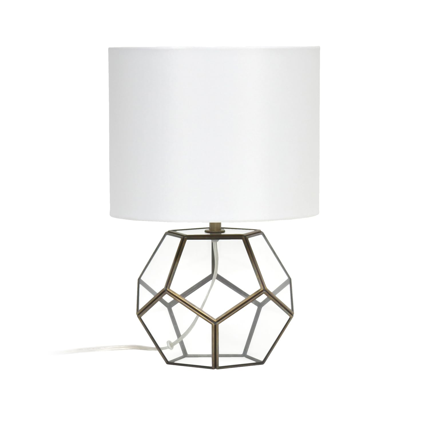 Homestock Artisanal Artistry Transparent Octagonal Table Lamp, Brass