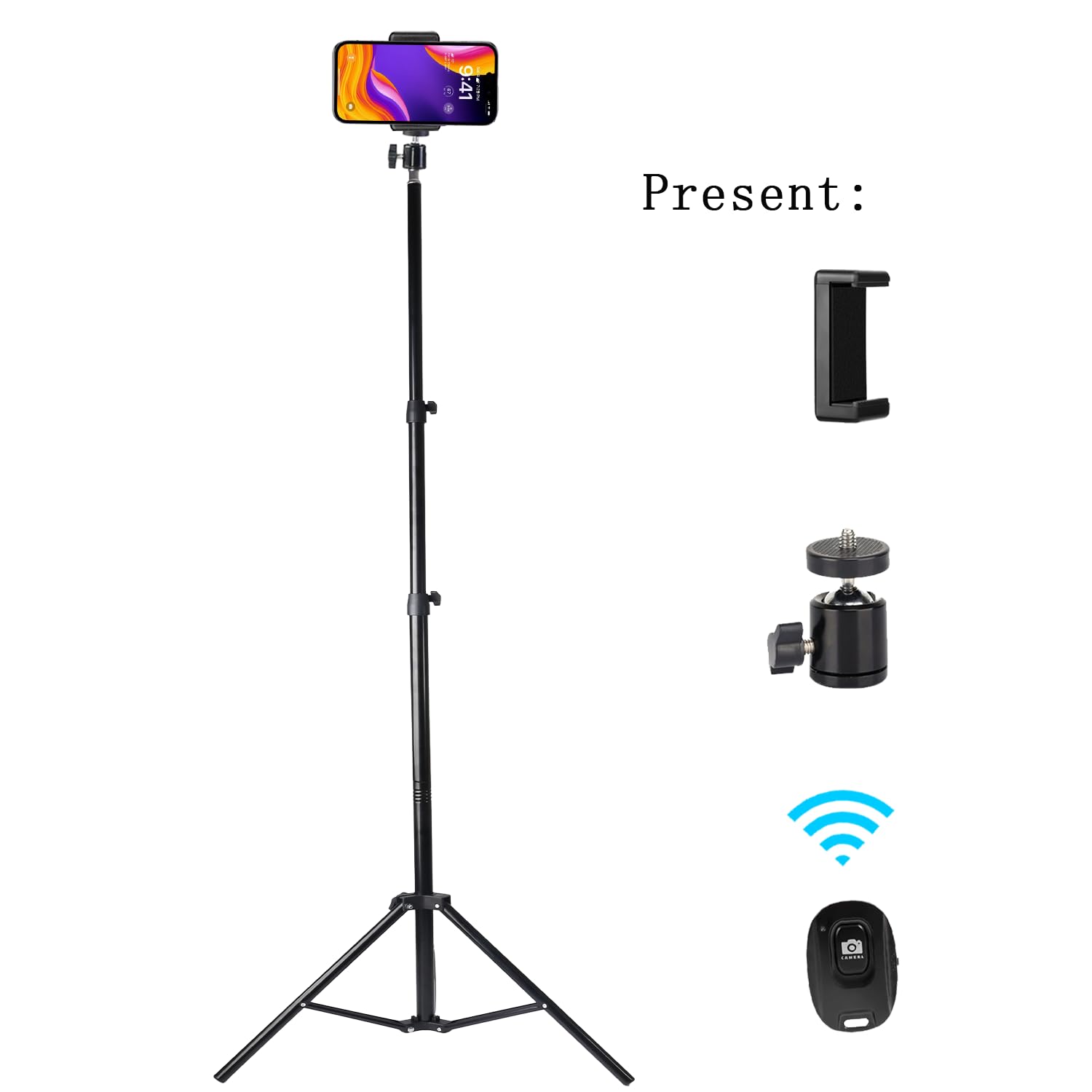 Senndio Adjustable 63"/160Cm Aluminum Light Stand With Dual Phone & Tablet Holder, Perfect For Softbox, Ring Light, And Studio Lighting Accessories