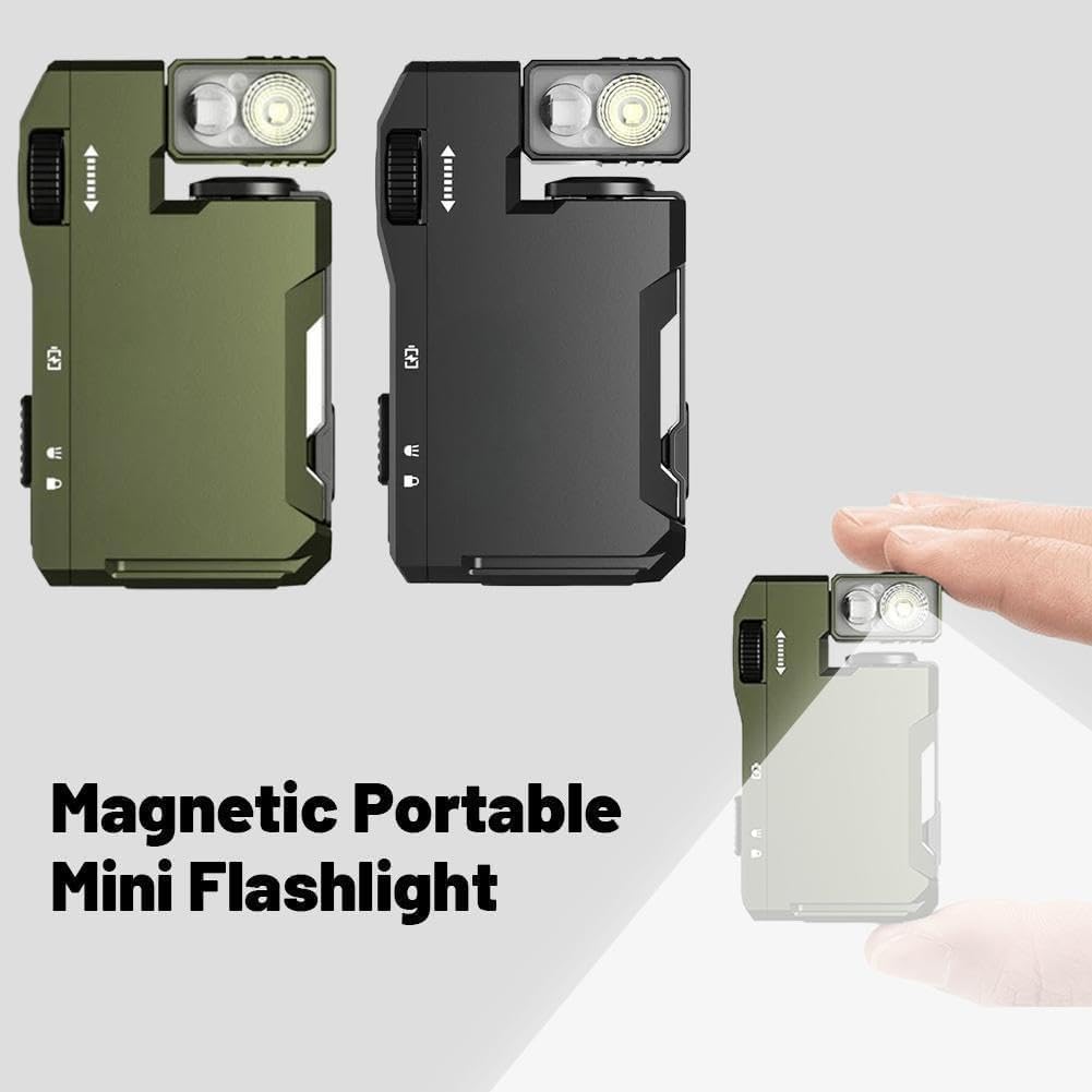 Dubnat G5 Edc Flashlight Rechargeable, 3 Modes 400 Lumens Dual Light Sources Mini Flashlight With Rgb Light,180°Rotation,Ip68 Waterproof, Portable Magnetic Flashlights Keychain For Outdoor Emergency (Green)