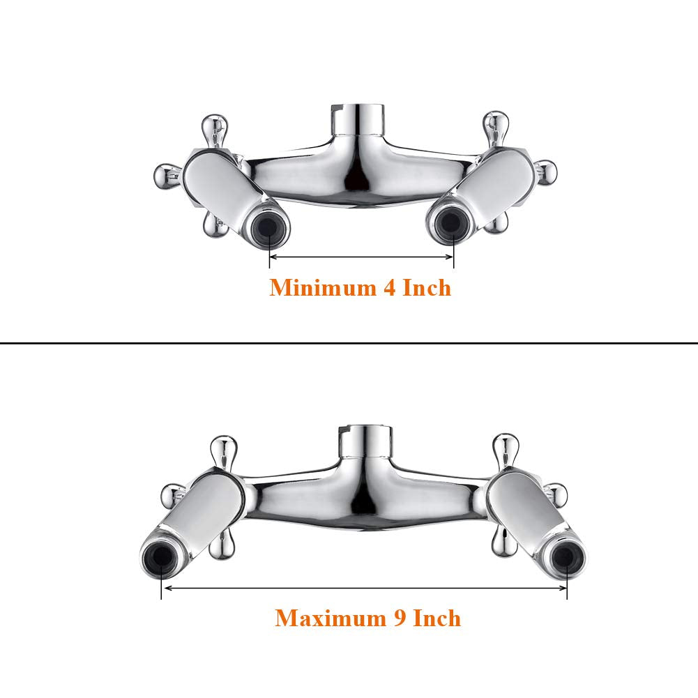 Rulia Wall Mount Kitchen Sink Faucet, 6 Inch Center Sink Faucet, In Wall Faucet Kitchen Sink, Kitchen Wall Faucets, Wall Faucet Sink, Two Cross Handles Kitchen Faucet, Chrome, Rb1026