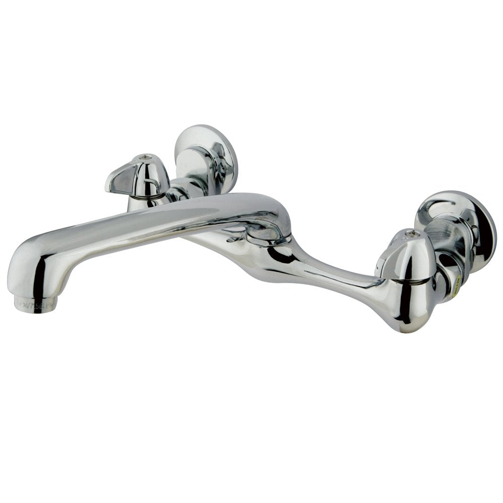 Elements Of Design Kingston Brass Nuvo Ef200 2-Handle Wall Mount Kitchen Faucet With Cast Spout, 7-5/8', Polished Chrome