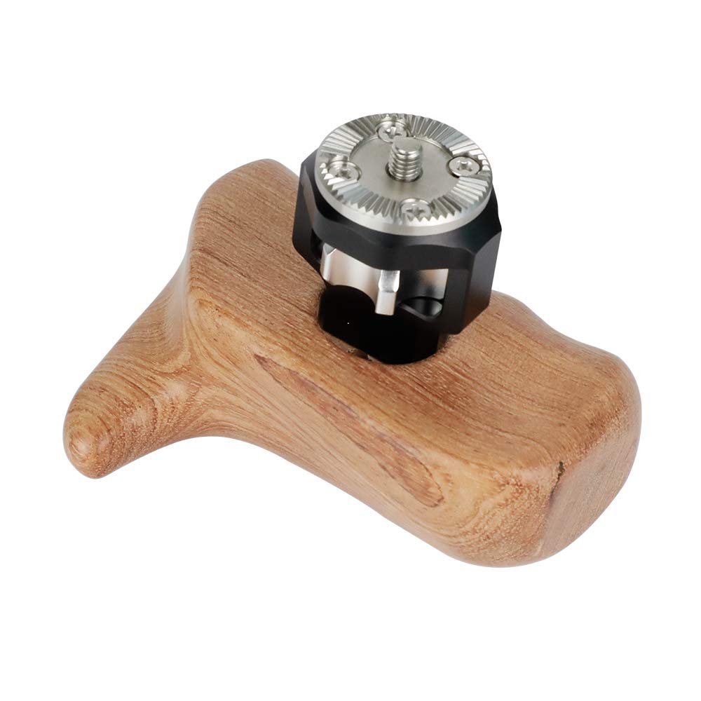 Camvate Wooden Handle Grip With M6 Rosette Mount For Camera Cage Rig (Left Hand) - 1977