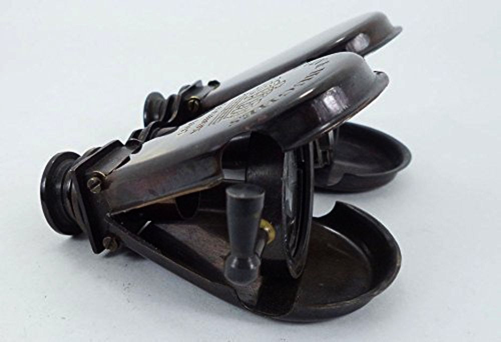 Parijat Handicraft Collectibles  ly Made Double Leaf Spy Glass Antique Pocket Folding Brass Binocular