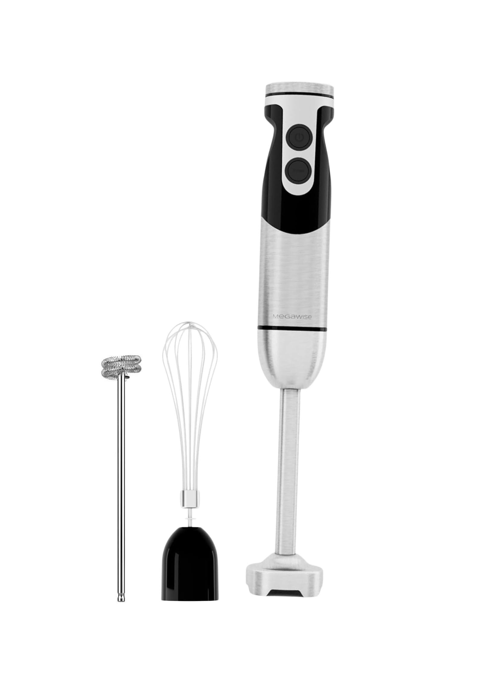 Megawise High-Power Hand Blender – 400W Max Power With Versatile 3-In-1 Attachments (Blending Shaft, Whisk, Chopper) Ergonomic Design With Adjustable Speed Control Easy To Clean And Maintain (Black)