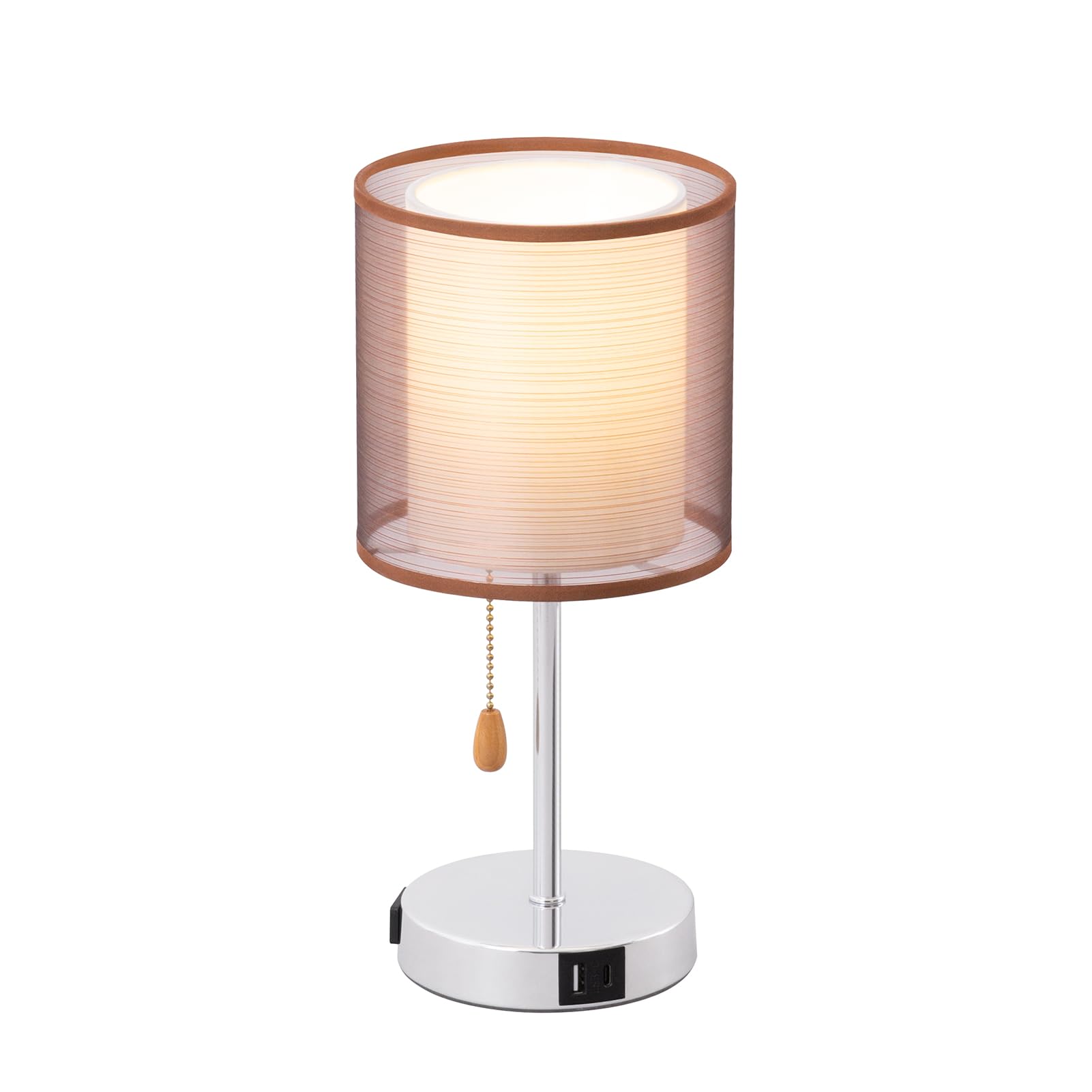 Dawalight Led E26 Table Lamp With Pull Chain, Modern Desk Lamp, Minimalist Office Lamp For Bedside, Bedroom Lamps With Usb, Lamps For Nightstands Funky, Living Room, Home Office, Chrome
