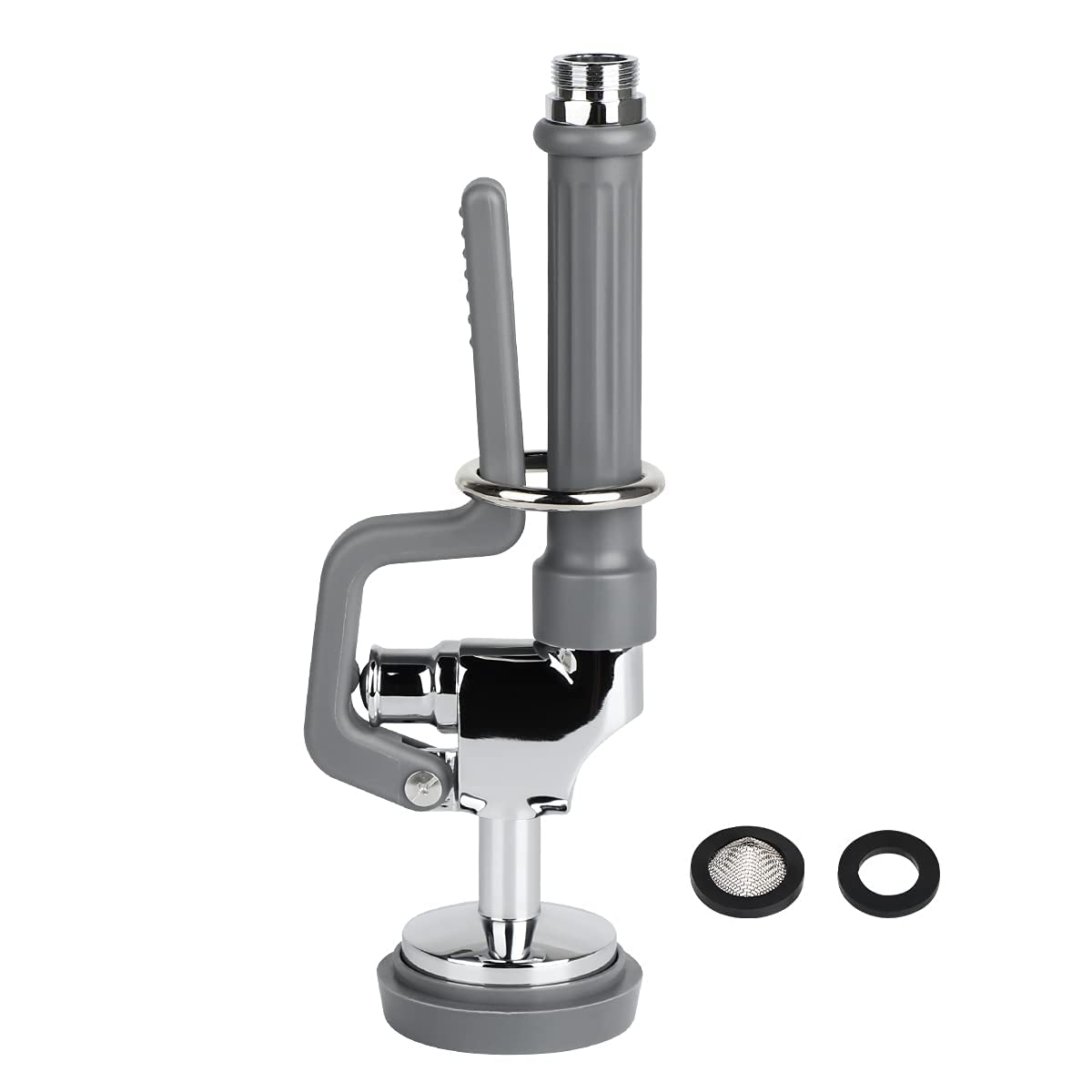 Kollniun Pre Rinse Sprayer Head With Handle Grip Commercial Kitchen Sink Faucet Spray Valve Nozzle 1.42 Gpm High Pressure Dish Spray Face For Restaurant Industrial Dishwasher, Gray