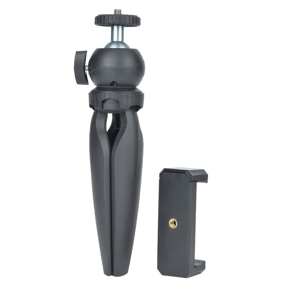 Tikatarer Desktop Tripod, Phone Tripod Height Ajustable Portable Tabletop Tripod Mini Tripod With Detachable Ball Head And Mobile Phone Clamp For 2.4-4.1In Phone Width