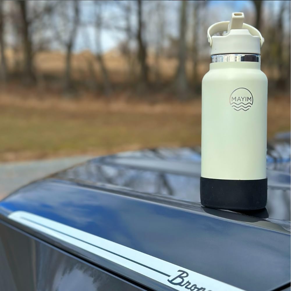 Mayim 32 Oz Active Triple Insulated Sports Water Bottle With Straw, Leak Proof Stainless Steel