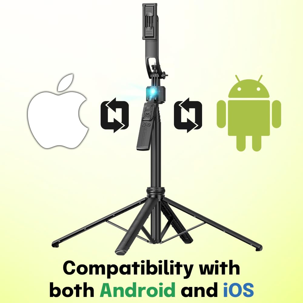 Orbitech Ai Face Tracking Tripod With Gesture Control, 360° Rotating Selfie Stick, Adjustable Stand For Iphone & Android, Great For Video Recording, Content Create, Live Streaming (68-Inch)