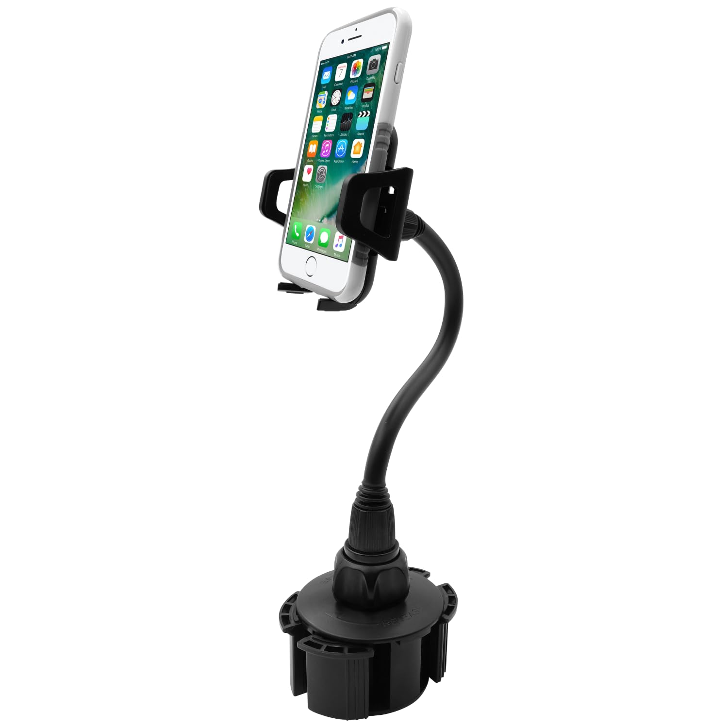 Macally Car Cup Holder Phone Mount - 8” Long Flexible Gooseneck Cell Phone Holder Car Cup Holder With 360° Adjustable Holder - Universal Cup Phone Holder Fits With/Without Case Up To 4.1” Wide