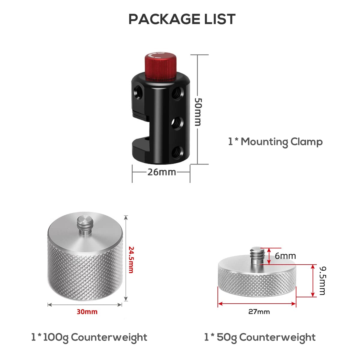 Eaxanpic Universal Gimbal Counterweight Kit,Mounting Clamp And 50G & 100G Counterweights,Gimbal Balance Weight Mount For Dji Ronin S/Rs2/Sc/Rsc 2/Rs 3 And Zhiyun Weebill Crane Gimbal Stabilizers