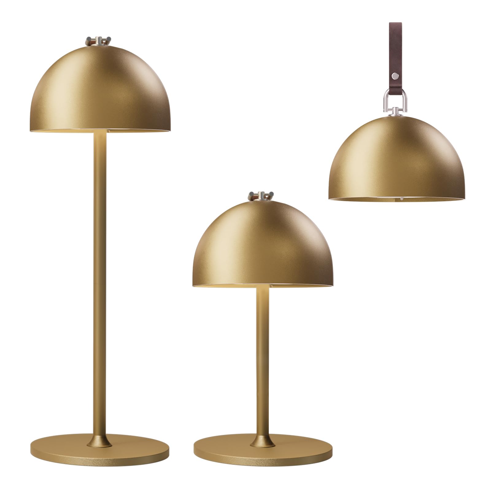 Sevenment Cordless Table Lamp,8-75 Hours Battery Powered Lights,2-Pack Gold Rechargeable Lamp,Waterproof,Magnetic,Stepless Dimming,Adjustable Height, For Outdoor,Camping,Living Room,Dinner,Night Light