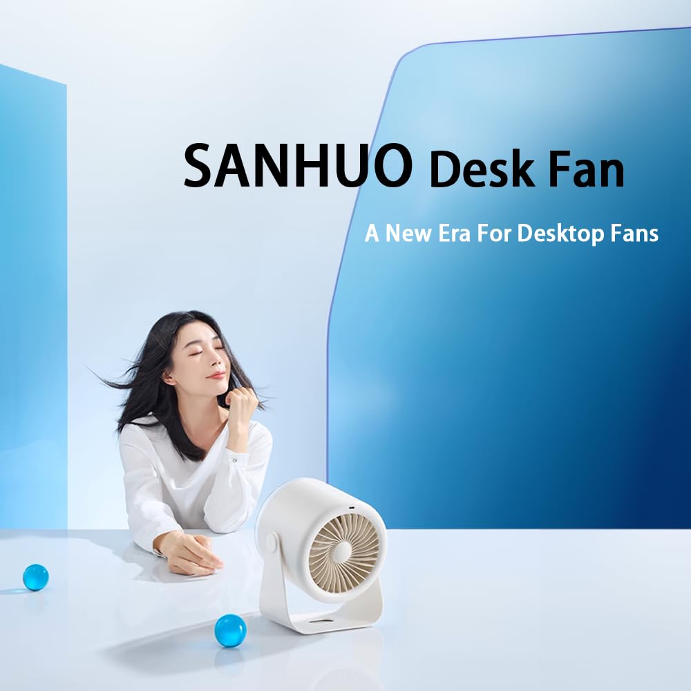 Desktop Cordless Turbo Fans, 100-Speed Adjustment, Brushless Motor, 10-Meter-Wide Airflow