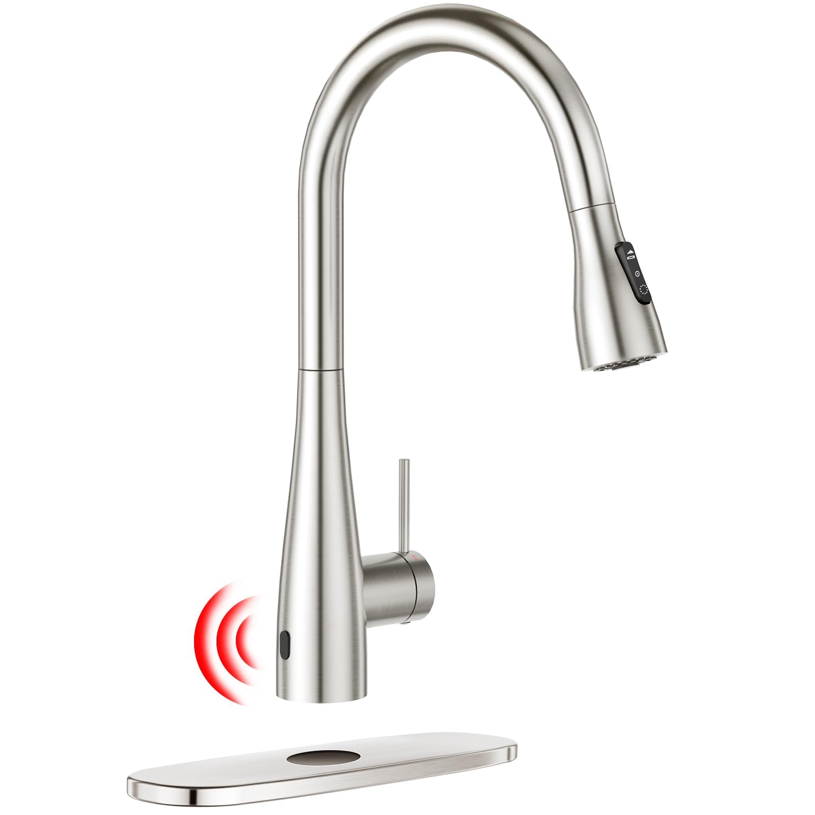 Crea Infrared Sensor Kitchen Faucet,Touchless Kitchen Faucets With Pull Down Sprayer,360° Swivel Brushed Nickel Single Hole Laundry Faucet For Uitility Sink Commercial Rv Bar Faucet Stainless Steel