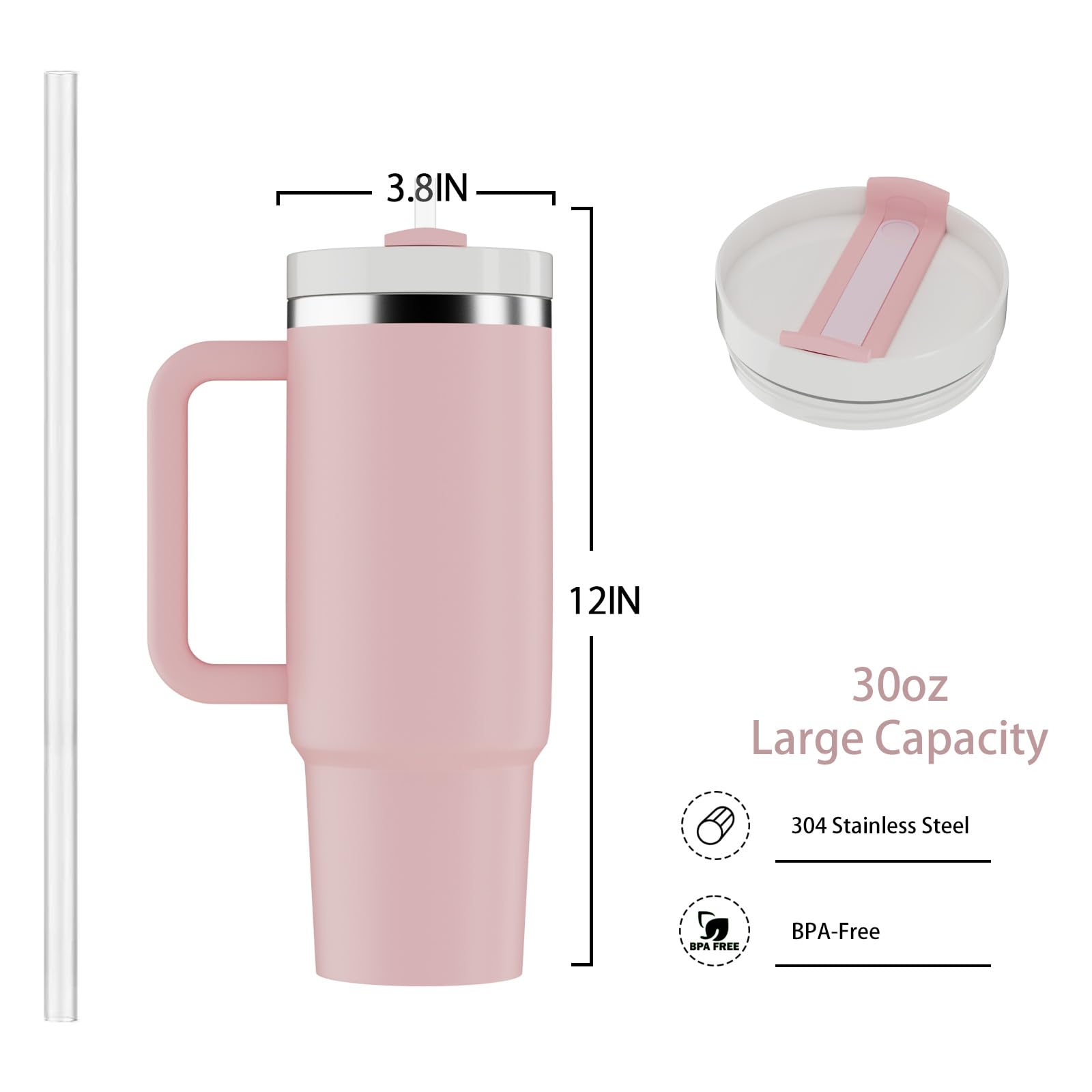 Youexpert 30 Oz Tumbler With Handle And Straw, Insulated Tumblers With Lid And Straw, 30 Oz