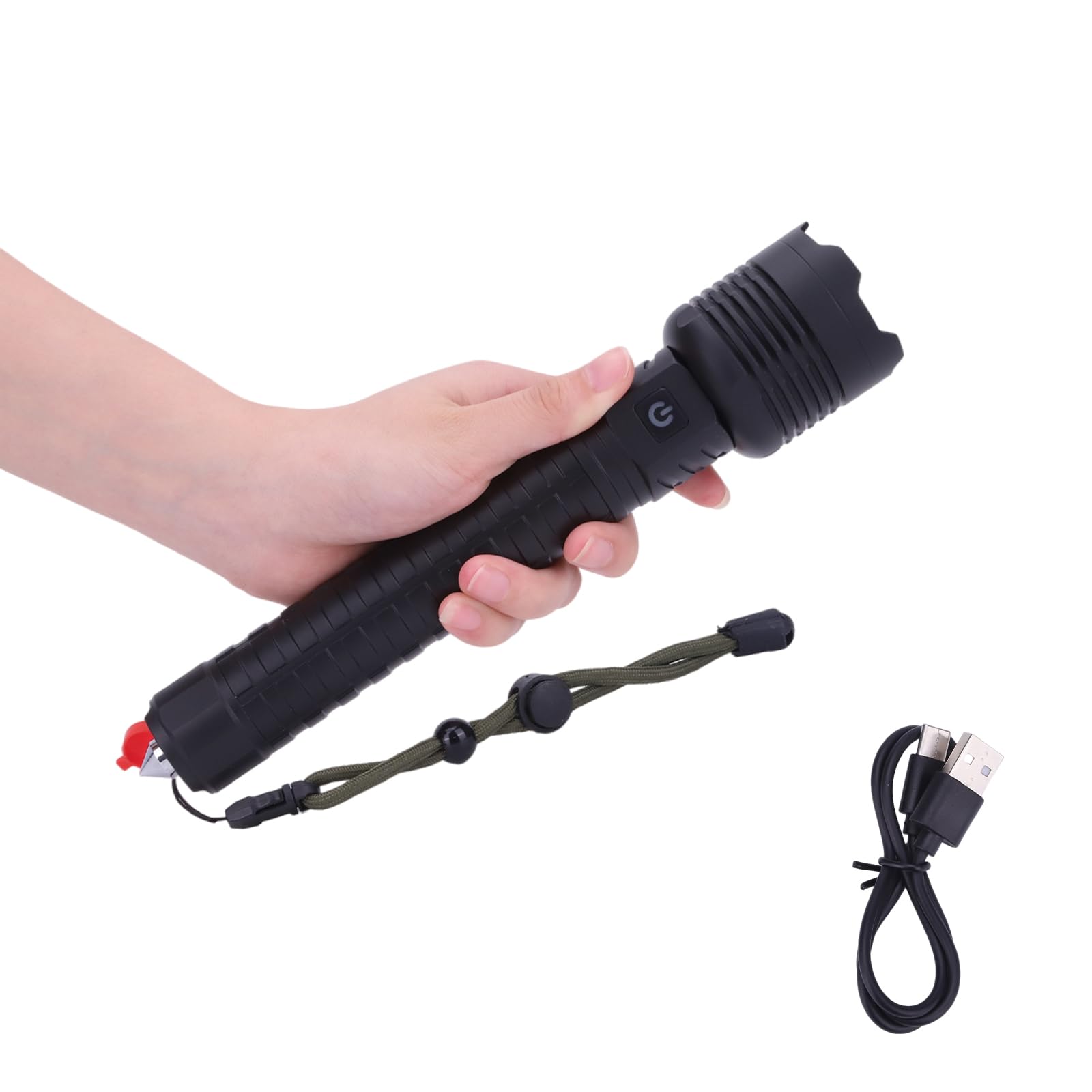 Helmut Rechargeable Led Flashlights 12000 Lumens Flashlight 9.3In Handheld Flashlights Ip44 Waterproof Zoomable 5 Modes Waterproof Flash Lights For Emergency, Outdoor, Home, Camping, Hiking(Battery )