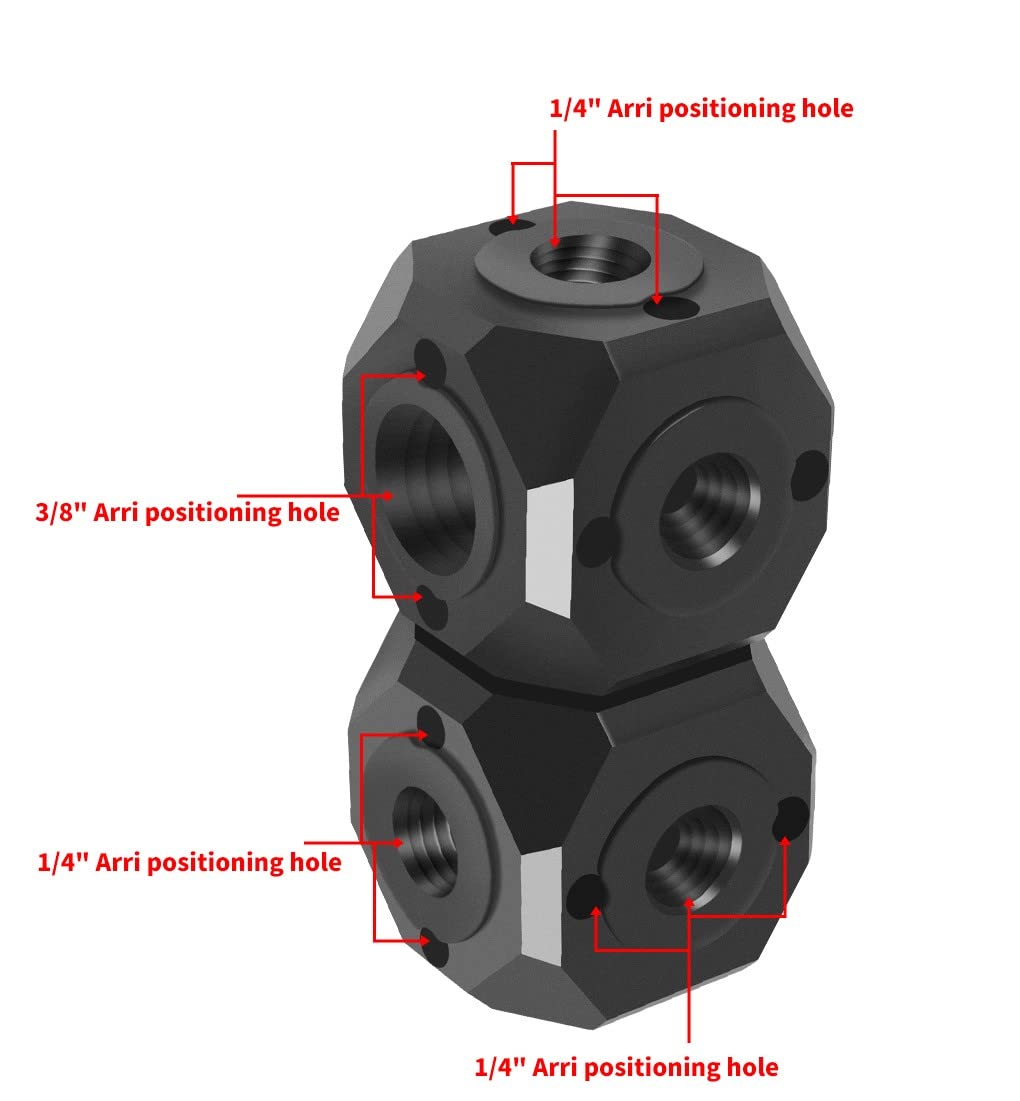 Funmax Double-Deck Adjustable Mini Hexahedron Cold Shoe Extension Mount Adapter With 1/4",3/8"- Screw Hole Tripod Mount For Gopro13/12/11/10/9, Insta360,Other Dslr Camera Cage Flash Light Tripod Stand