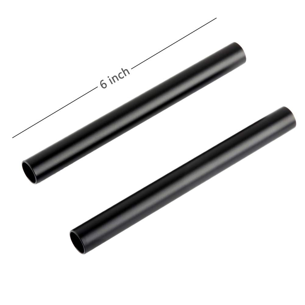 Niceyrig 6 Inch 15Mm Rods Aluminum Alloy Applicable For 15Mm Rail Matte Box, Dslr Rig Rod Support, Pack Of 2 - R071