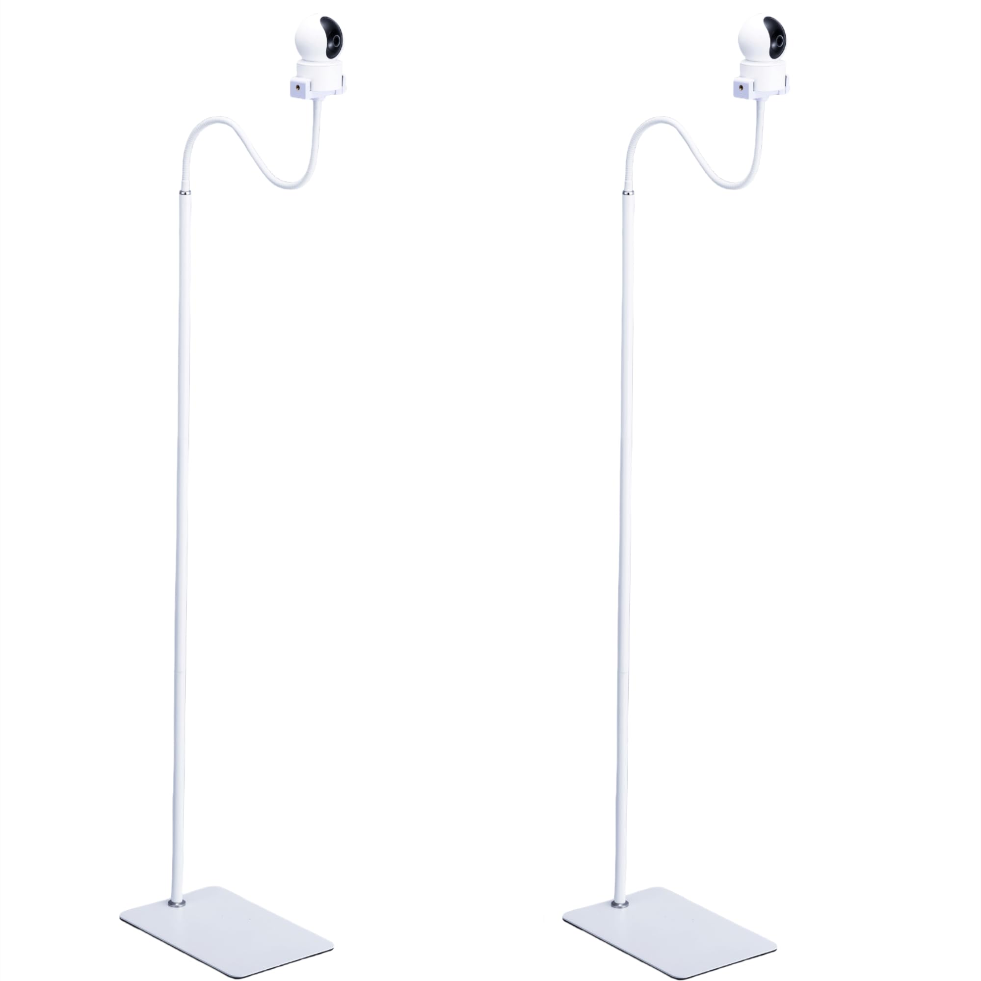 Lamyheng 2Pack White Floor Holder Stand Mount For Security Cameras, 3.2Lbs Base,Height Adjustable 31.5-68",Compatible With Baby Camera Monitor/Security Cameras/Pet Cameras