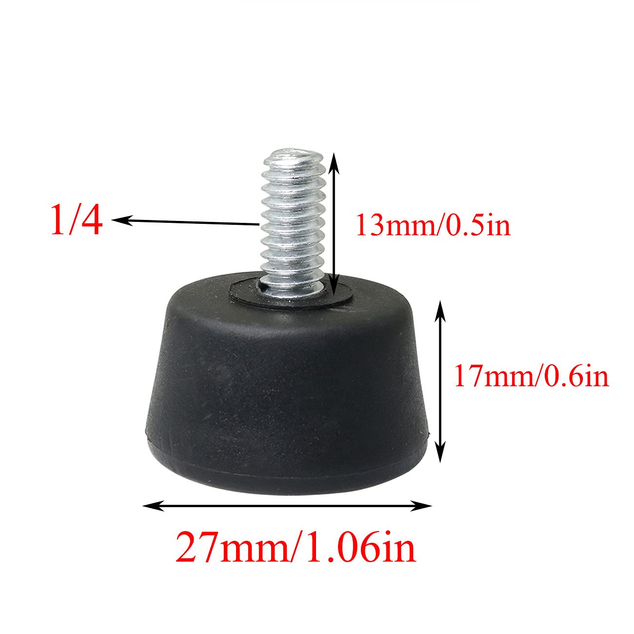 Pzrt 3Pcs Antislip Rubber Tripod Feet Spike Photography Accessories For Tripod Monopod 1/4 Inch