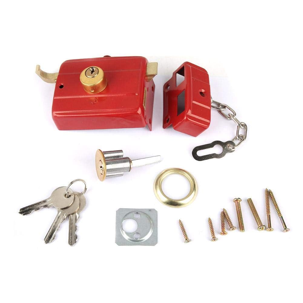 Cytgouper Anti-Theft Vertical Hinged Doors With Easy To Install, Metal Deadbolt Rim Lock, Red Security Lock With Keys For Ront Door& Home Safety